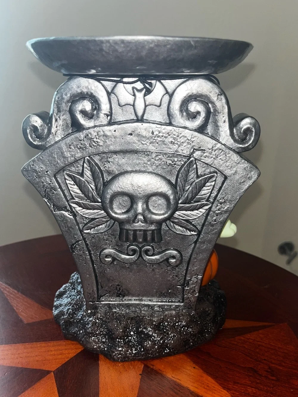 Glow-in-the-Dark Skeleton Boo! Pedestal 3-Wick Candle Holder